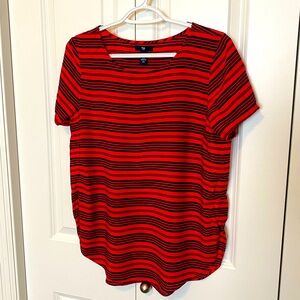 GAP coral and navy striped top